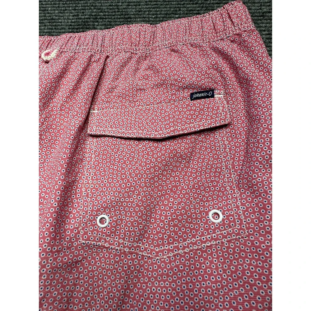 johnnie-O Swim Trunks Mens 2XL Pink Mesh‎ Lined Drawstring Elastic 8in Inseam